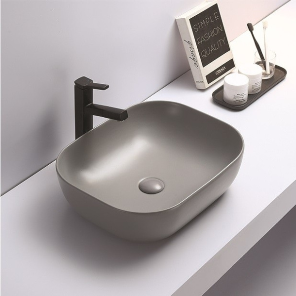 Раковина-чаша CERAMALUX 78104MH-5, 135х505х405, прямоугольная, без перелива, светло-серый