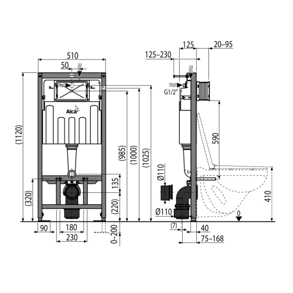 Инсталляция для унитаза Alcaplast AM101/1120 Sadromodul 4 в 1