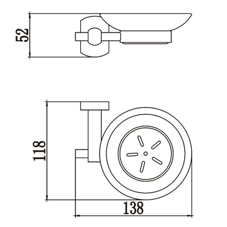 Мыльница стеклянная с настенным держателем SAVOL S-009959, хром глянцевый