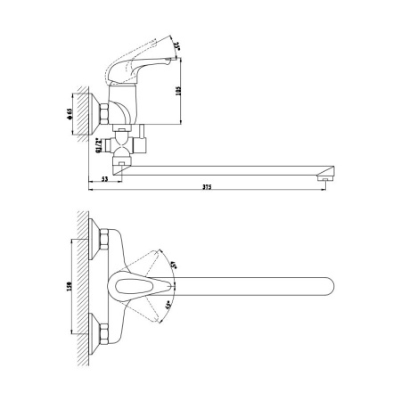 Смеситель для ванны GROSS AQUA Base 7237258C-35L(F)