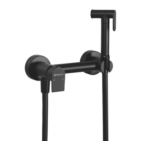 Смеситель настенный GROSS AQUA Evo Matt Black GA012202M с лейкой для гигиенического душа, черный