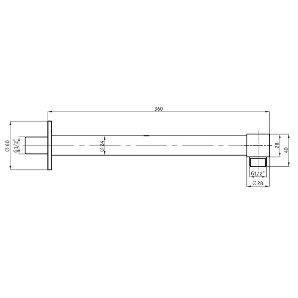 Штанга душевая скрытого монтажа RGW Shower Panels SP-121B, 360мм, черный матовый
