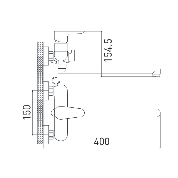 Смеситель для ванны GROSS AQUA Space 7515288С-35L(F), длинный излив