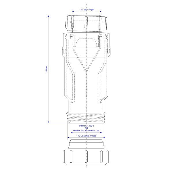 Клапан сливной McALPINE MRNRV40-PB G1 1/2"х40, самозакрывающийся (сухой сифон)