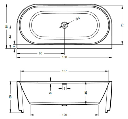 Ванна акриловая RIHO Desire 180х84