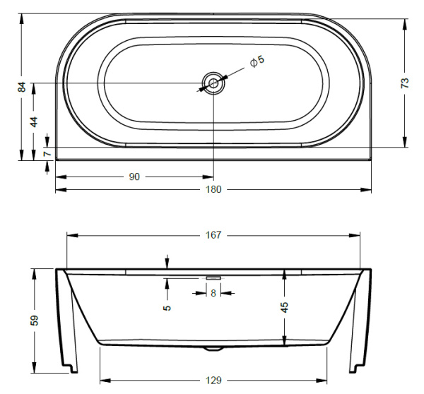 Ванна акриловая RIHO Desire 180х84