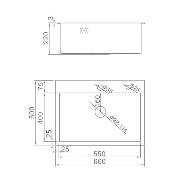 Мойка врезная AFLORN AF96050F, прямоугольная, графит