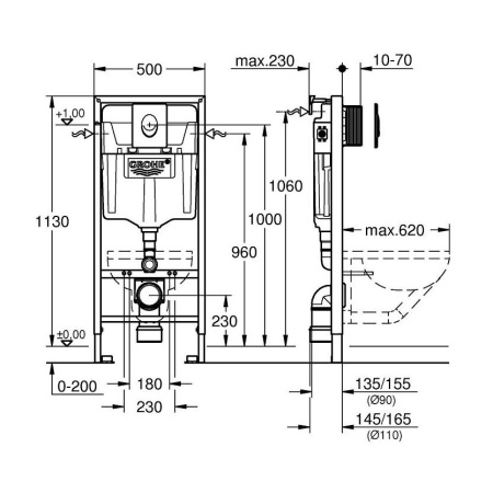 Инсталляция для унитаза Grohe 38721001 Rapid SL 3 в 1