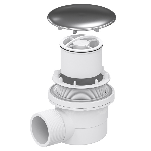 Сифон для душевого поддона RGW Velplex QYD-06 D60-G1 1/2"х40, с сухим затвором, хром глянцевый
