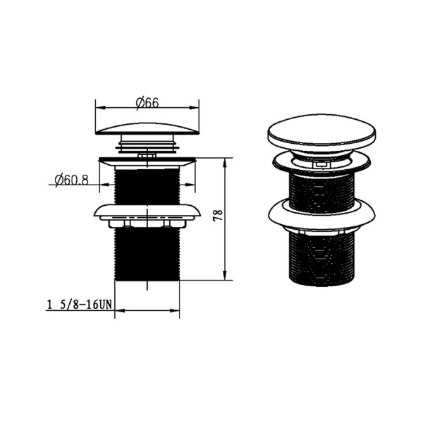 Выпуск для раковины BOHEME 610/2 G1 1/4, Click/Clack, с донным клапаном, с переливом, бронза матовая