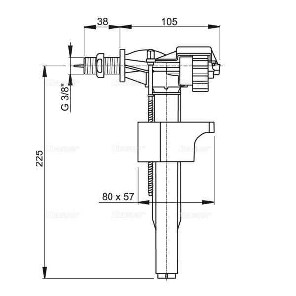 Клапан боковой ALCAPLAST A16/160 3/8, латунная резьба