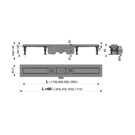 Водоотводящий желоб ALCAPLAST APZ12-750 Optimal, без решетки