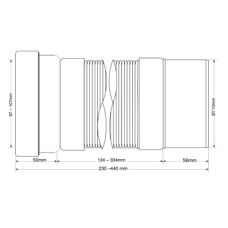 Гофра для унитаза McALPINE MRWC-F23P, 230-440мм, 97/107х110мм
