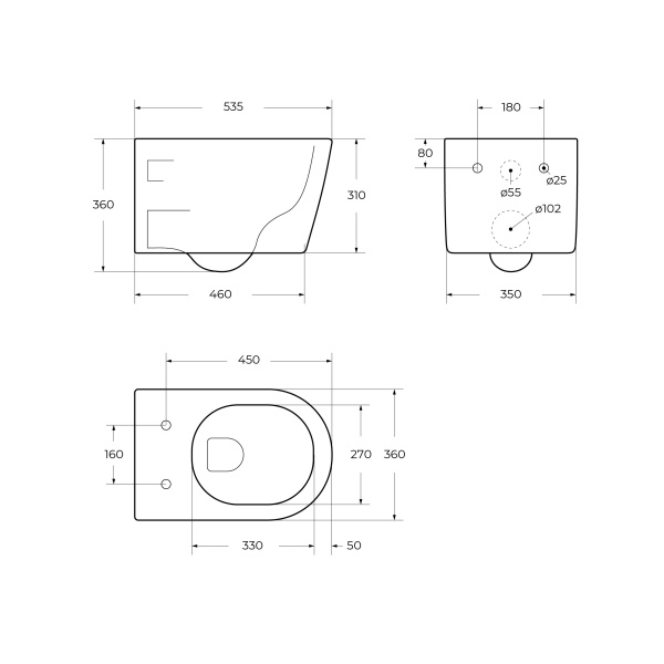 Унитаз подвесной BELBAGNO Unique BB007CH-TOR/SC, 36х53,5, безободковый, торнадо, микролифт, белый