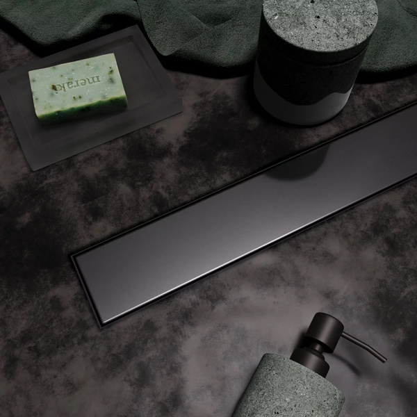 Водоотводящий желоб VECONI Stesso Graphite 800, с решеткой, графит брашированный