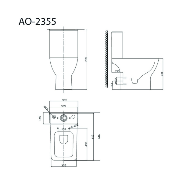 Унитаз напольный TRITON Astro (Астро) AO-2355, 38,5х61,6, безободковый, с сиденьем микролифт