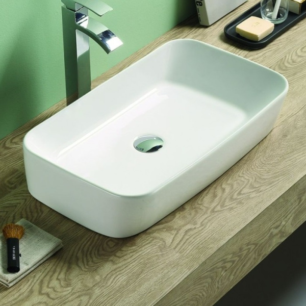 Раковина-чаша CERAMALUX 78494, 125х580х345, прямоугольная, без перелива