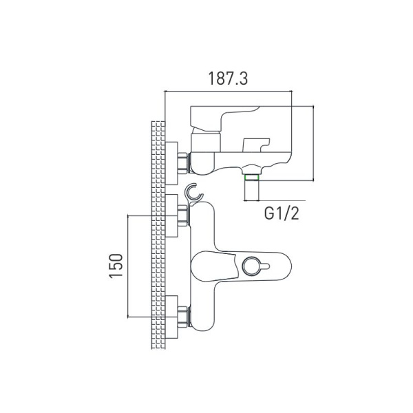 Смеситель для ванны GROSS AQUA Space 2515288С, короткий излив