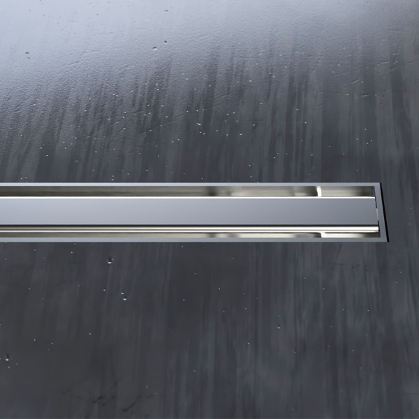 Водоотводящий желоб MCH Slim Line CH700SL, с двусторонней решеткой для укладки плитки, хром глянцевы
