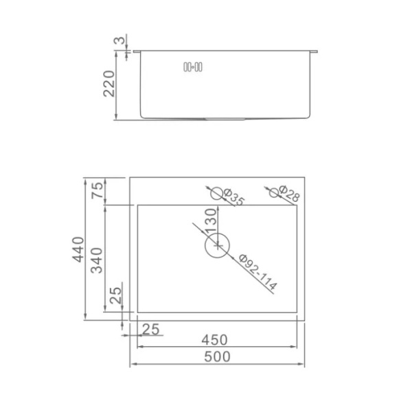 Мойка врезная AFLORN AF95044F, прямоугольная, графит