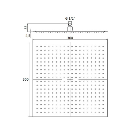 Верхний душ RGW Shower Panels SP-82-30B, квадратный, черный матовый, 300х300