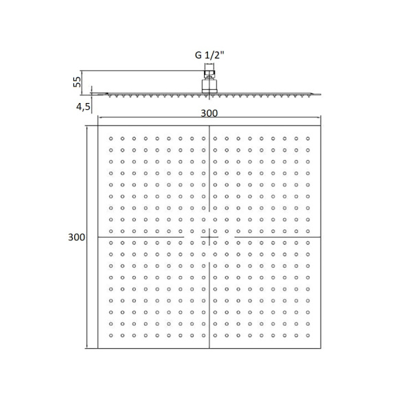 Верхний душ RGW Shower Panels SP-82-30B, квадратный, черный матовый, 300х300